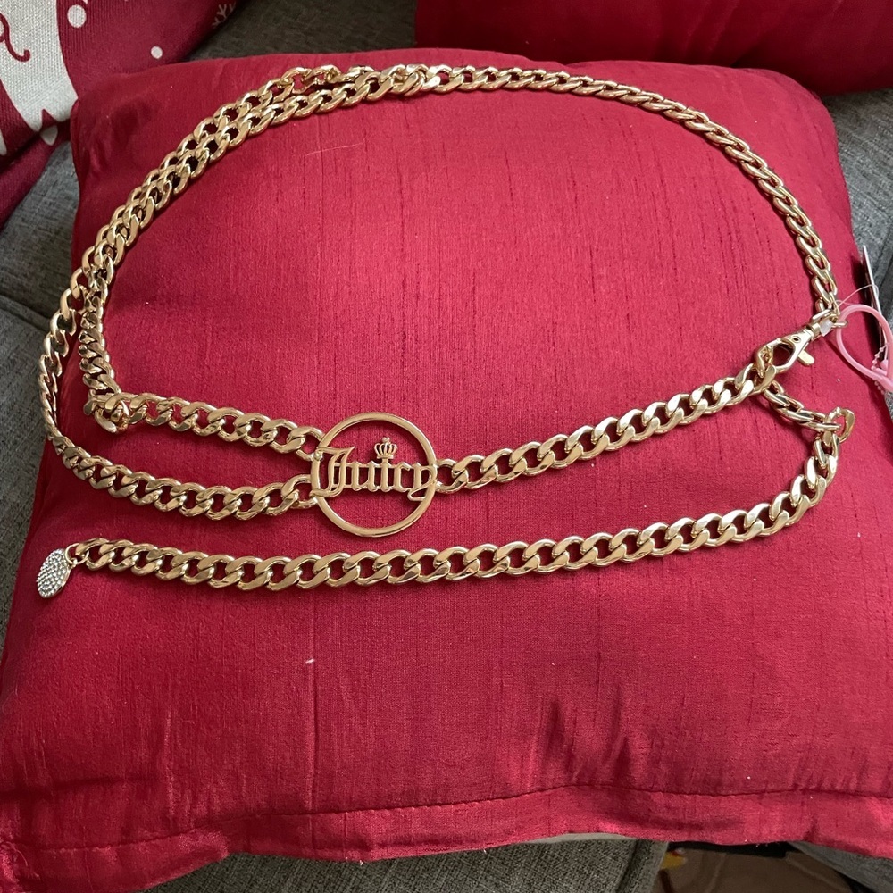 Juicy couture Double golden Chain Waist Hippie style belt Rhinestones NEW w Tags